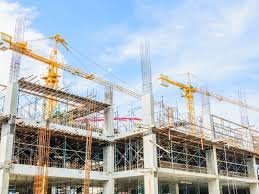 Steel beam installation in a building frame